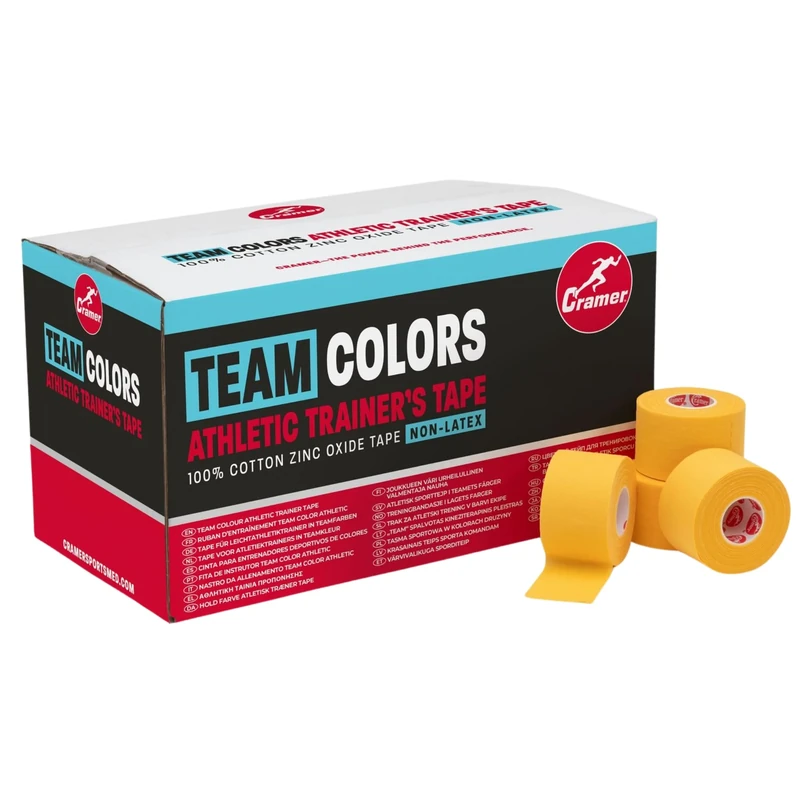 Cramer 750 Zinc Oxide Tape – Athletic Strapping Tape for Ankle, Wrist, and Hand Support – Rigid Sport Tape for Injury Prevention, Compression & Stability – 1.5" x 10yds - Gold, 32 Rolls