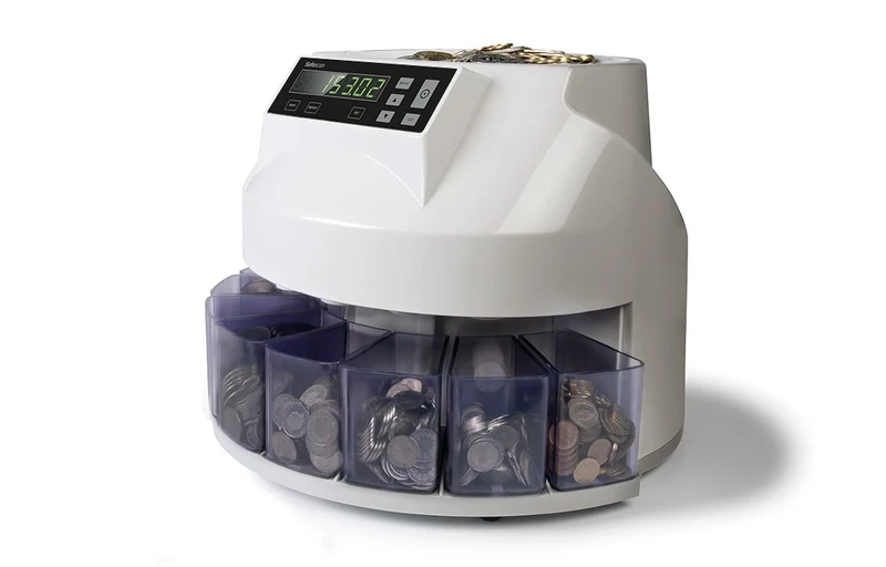 Safescan 1250 CHF Coin Counter That Counts Mixed Swiss Franc Coins Quickly + Sorted - Coin Sorter, Sorts Coins by Denomination - Money Counting Machine for Counting Coins