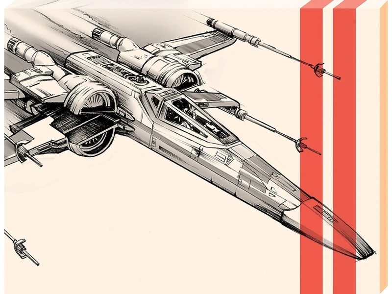 Star Wars The Force Awakens "Episode VII X-Wing Pencil Art" Canvas Print, Cotton, Multi-Colour, 3.20 x 60.00 x 80.00 cm