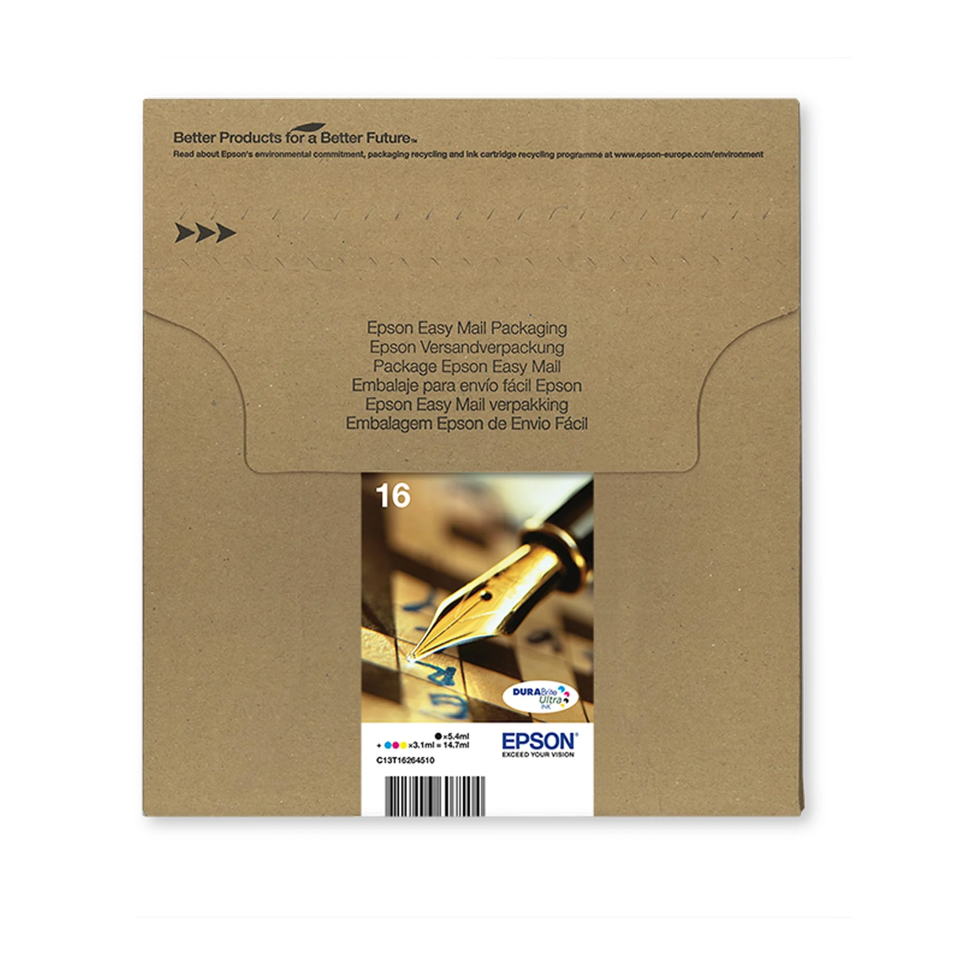 Epson 16 Pen & Crossword Genuine Multipack, Eco-Friendly Packaging, 4-colours Ink Cartridges, DURABrite Ultra Ink