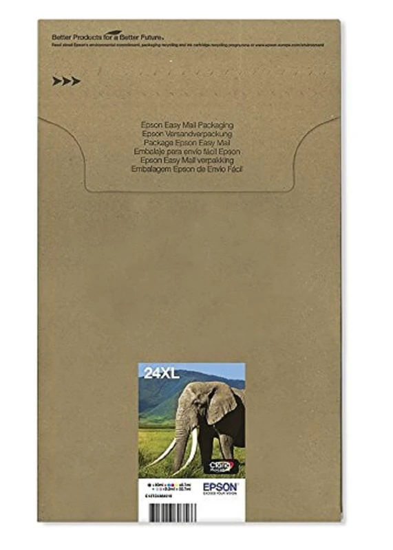 Epson 24XL Elephant High Yield Genuine Multipack, Eco-Friendly Packaging, 6-colours Claria Photo HD Ink Cartridges, XL High Capacity