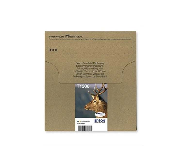 Epson T1306XL Stag Genuine High Yield Multipack, Eco-Friendly Packaging, 3-colours DURABrite Ultra Ink Cartridges