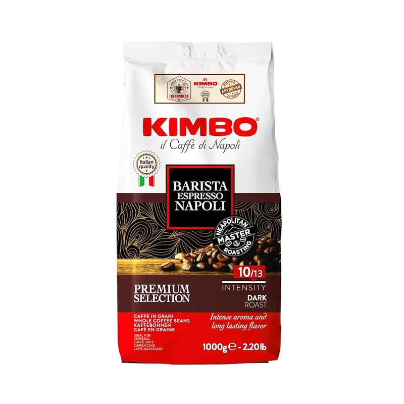 Kimbo Espresso Napoletano Whole Coffee Beans, Dark Roast, 1kg Bag
