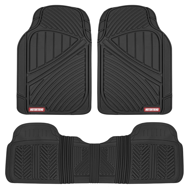 Motor Trend FlexTough Performance All Weather Rubber Car Floor Mats - 3 Piece Floor Mats Automotive Liners for Cars Truck SUV, Heavy-Duty Waterproof (Black) - Image 1