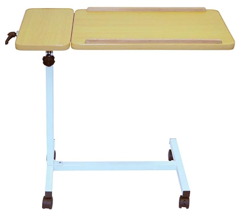 Aidapt Twin Overbed and Chair Table Desk with Hygienic Laminated Easy Clean Top, Height and Angle Adjustment for Writing, Eating, Reading and Hobbies with Easy Move Castors with Brakes.