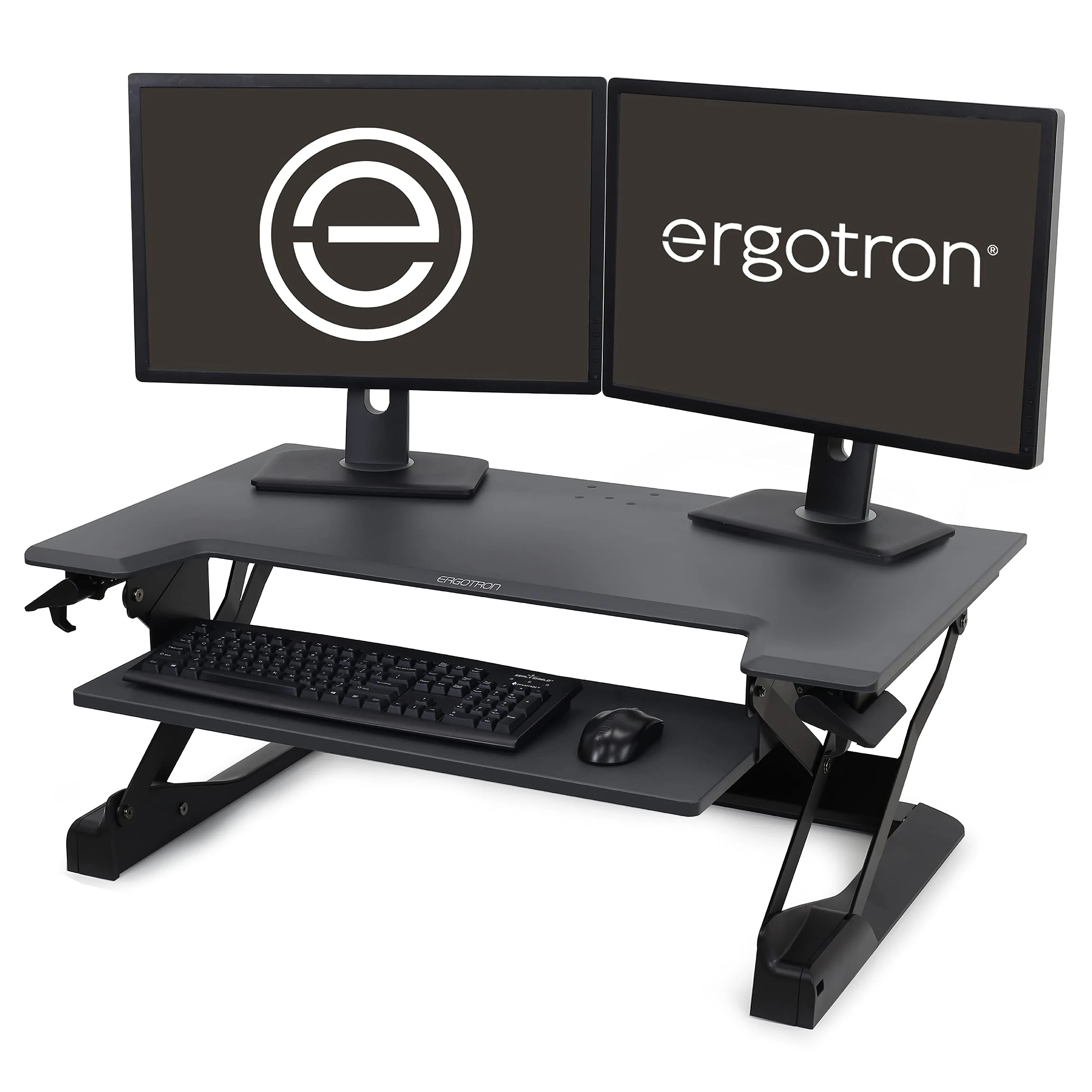 Ergotron – WorkFit-TL Standing Desk Converter, Dual Monitor Sit Stand Desk Riser for Tabletops – 95 cm Width, Black (33-406-085)