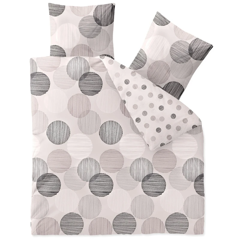 CelinaTex Touchme Filia reversible bed linen cotton dots stripes white grey anthracite 200 x 200 cm