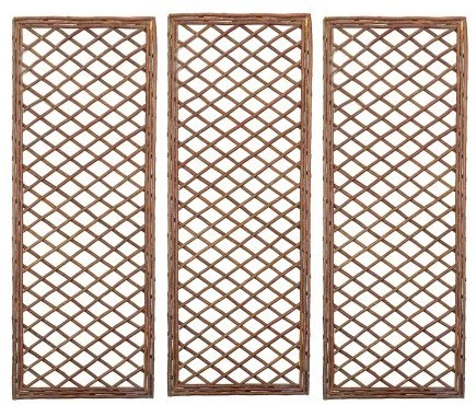 Selections Willow Trellis Framed Panel Garden Climbing Plant Support 120 x 45cm - Pack of 3