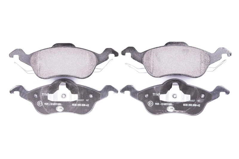 HELLA 8DB 355 008-621 Brake pad set - not prepared for wear indicator - T1167 - for e.g. FORD