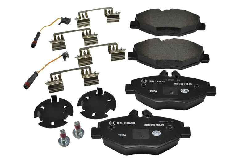 HELLA 8DB 355 018-731 Brake pad set - incl. wear warning contact - T5154 - for e.g. MERCEDES-BENZ