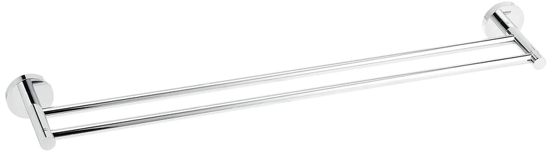 GROHE Essentials - Bathroom Double Towel Rail - Metal - 654 mm (Useable Length 600 mm) - Concealed Fastening - Including Screws and Dowels - Durable Sparkling Sheen - Chrome - 40802001
