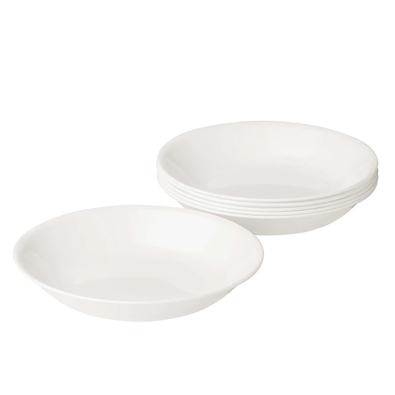 Corelle 3140 Vitrelle Glass Winter Frost Pasta Bowl, White, 20 oz, Pack of 6