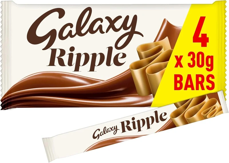 Galaxy Ripple Milk Chocolate Bars, 4 x 30g, Chocolate Multipack, Ideal for Gift, Snacks or Hamper