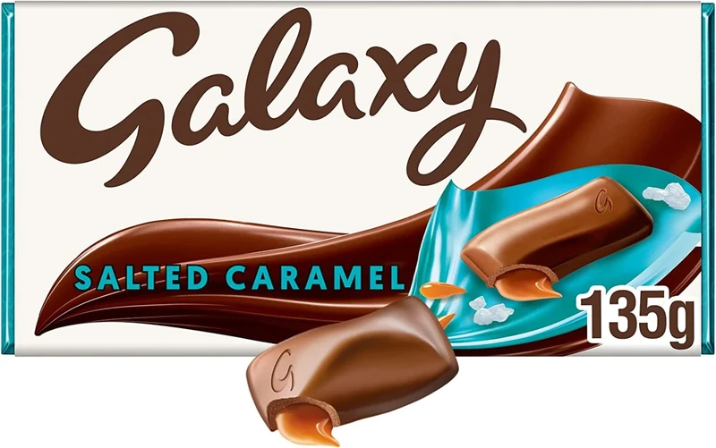Galaxy Chocolate Bar, Salted Caramel & Milk Chocolate, 135g, Ideal for Christmas Chocolate Gifts, Snacks or Hamper