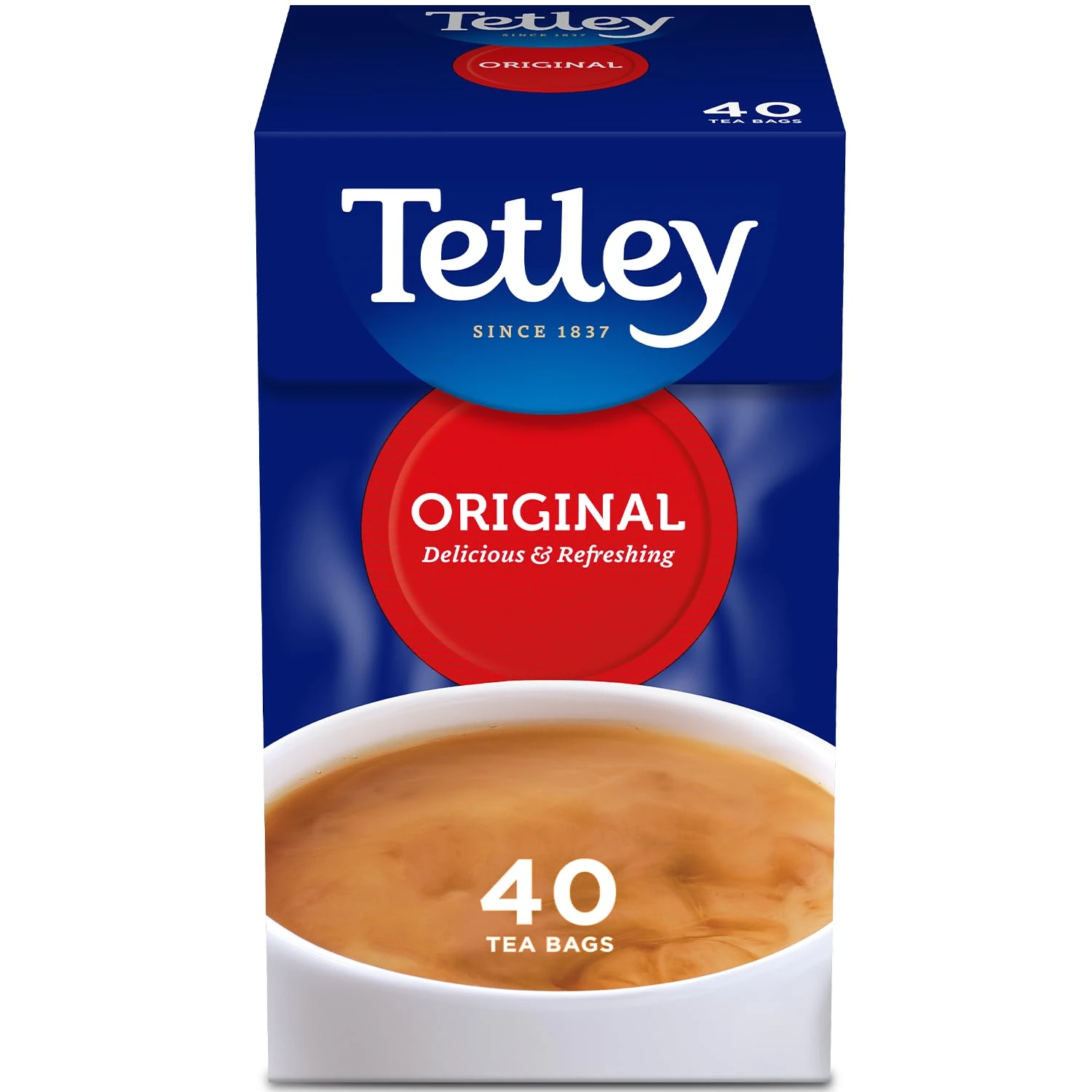 Tetley Original Black Tea Bags - Full Flavoured British Brew - Perfect for Breakfast or Anytime - Rainforest Alliance Certified - 40 Teabags (1 Pack)