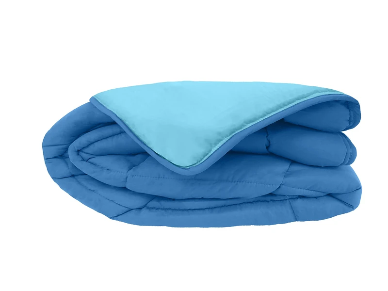 Poyet Motte Calgary Quilt Polyester Blue/Azure, polyester, Gitane/Azur, 240x220x1 cm