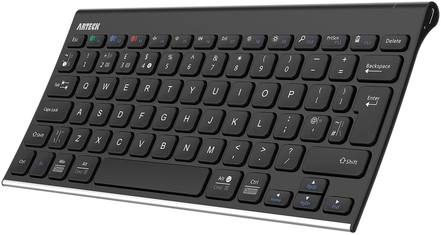 Arteck Bluetooth Keyboard, Stainless Steel Universal Portable Multi-Device Wireless Bluetooth Keyboard for iOS, Android, Windows iPad Tablet PC Smartphone
