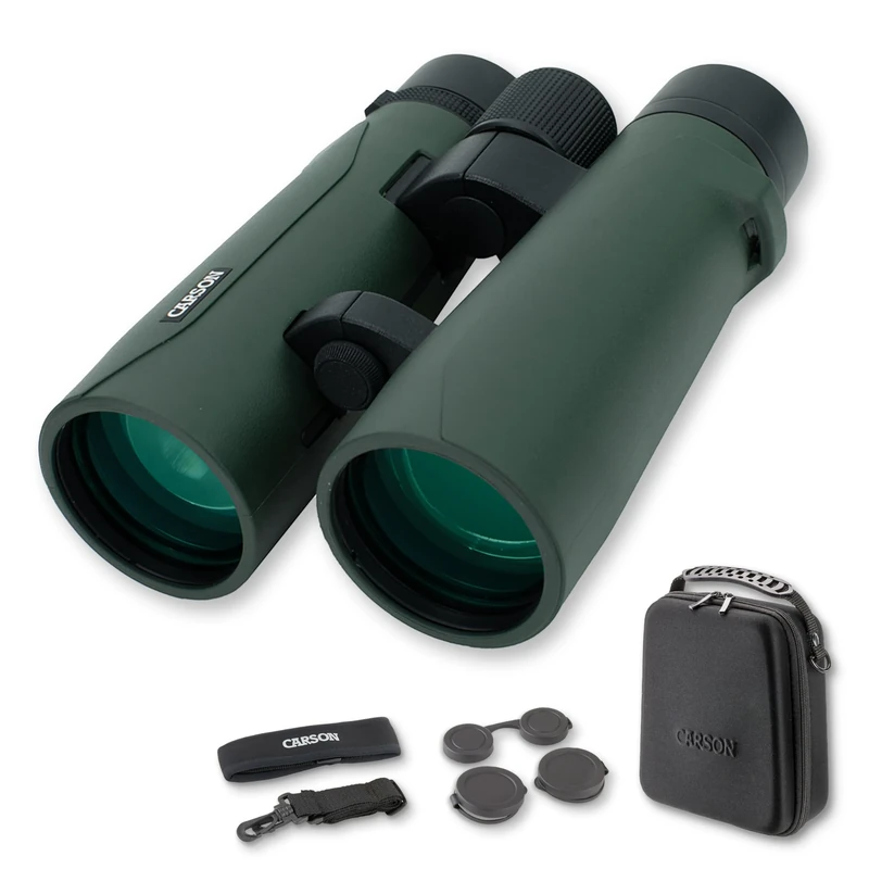 Carson RD-050 10x50mm RD Series Full Sized Open-Bridge Waterproof High Definition Binoculars, green/black