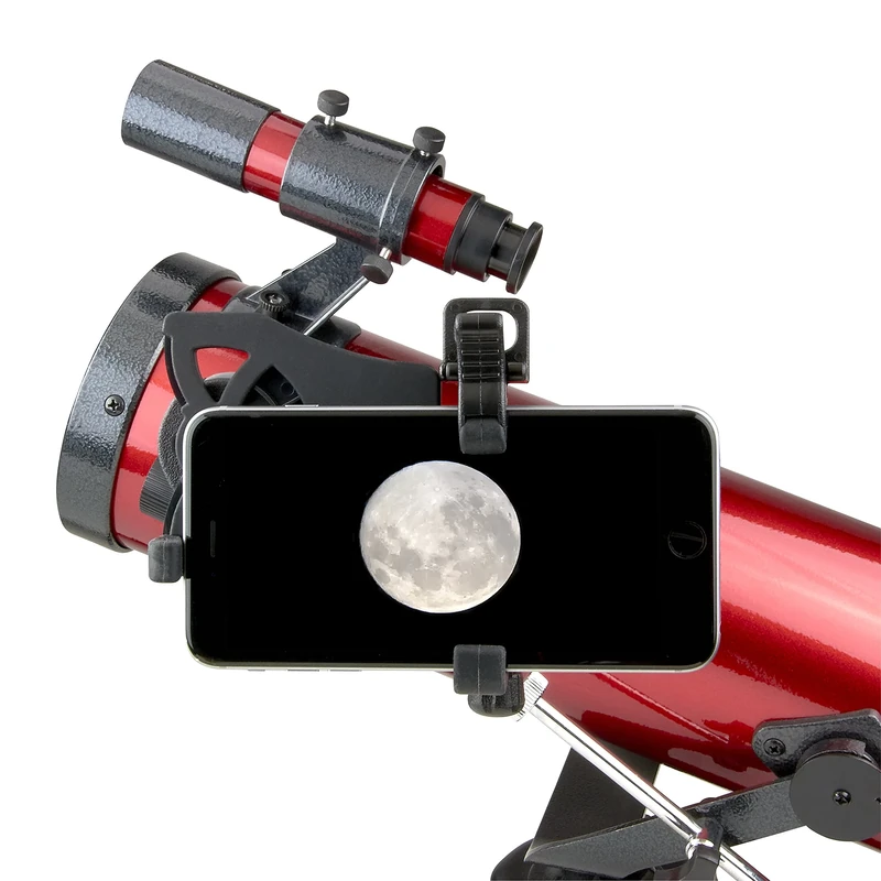 Carson Red Planet Series 35-78x76mm Newtonian Reflector Telescope with Universal Smartphone Digiscoping Adapter (RP-100SP), Small - Image 1