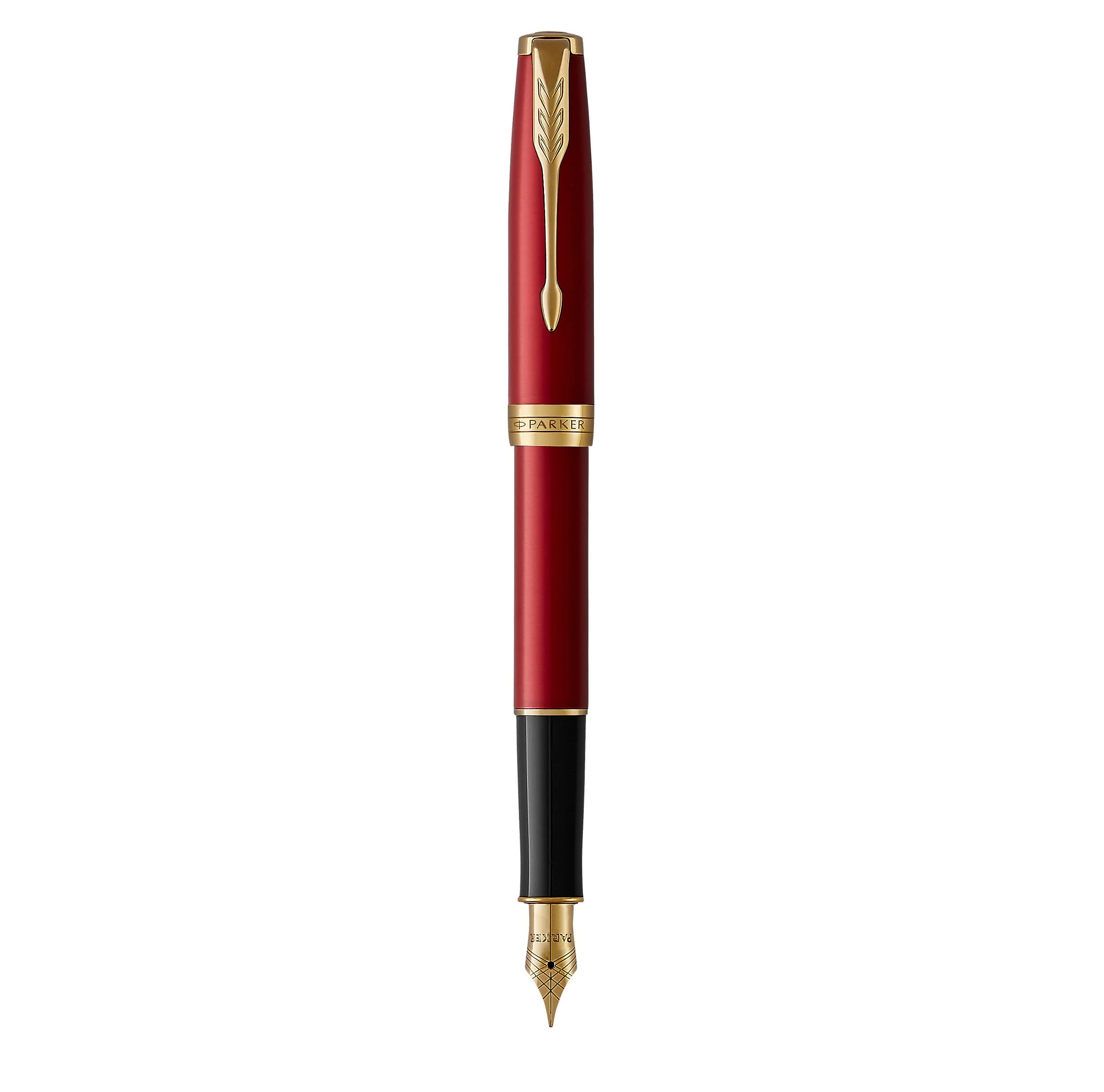 Parker Sonnet Fountain Pen | Red Lacquer with Gold Trim | Medium Nib | Gift Box