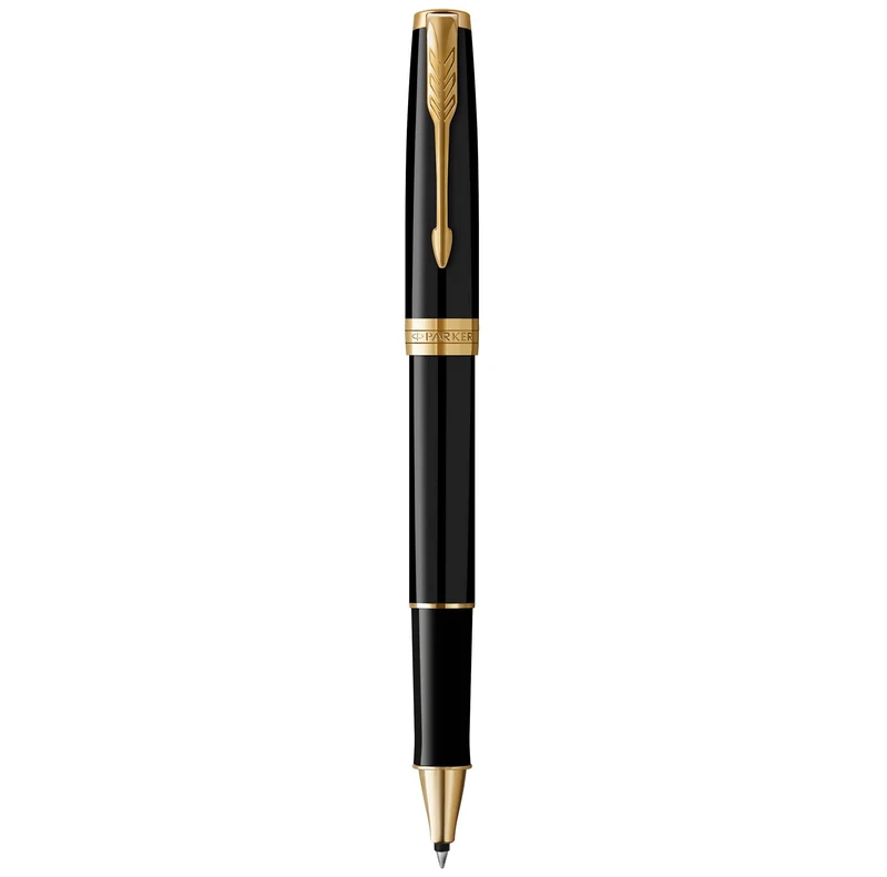 Parker Sonnet Rollerball Pen | Black Lacquer with Gold Trim | Fine Point Black Ink | Gift Box