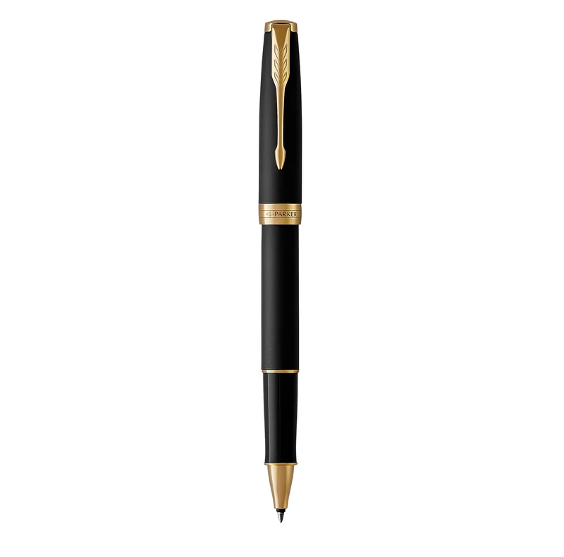 Parker Sonnet Rollerball Pen | Matte Black Lacquer with Gold Trim | Fine Point Black Ink | Gift Box