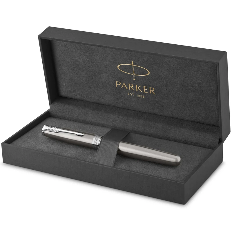Parker Sonnet Rollerball Pen | Stainless Steel with Palladium Trim | Fine Point Black Ink | Gift Box