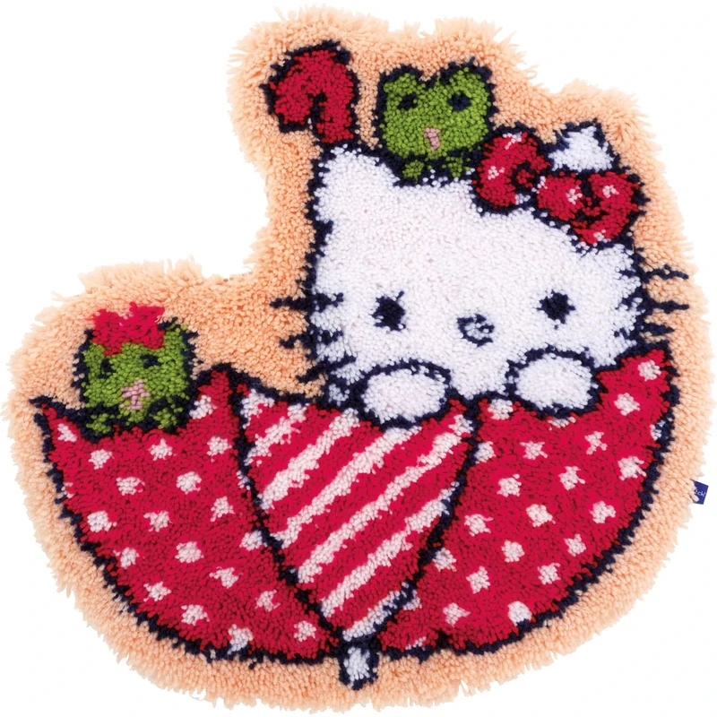 Vervaco Latch Hook Kit: Rug: Hello Kitty: in The Umbrella, Other, NA, 53 x 55cm
