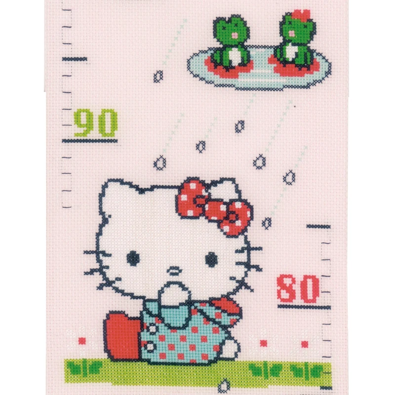 Vervaco Counted Cross Stitch Height Chart: Hello Kitty: Rainy Days, Other, NA, 18 x 70cm