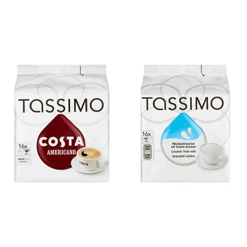 Tassimo Costa Americano and Tassimo Milk Creamer Set (160 T DISCs/pods)