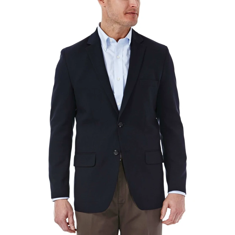 Haggar Clothing Men's Tailored Fit in Motion Blazer - 42 Regular - Midnight