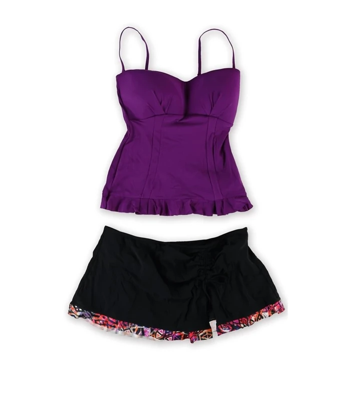 Profile Womens Starlet Aztec Ruffle 2 Piece Bandeau purpleblk 14