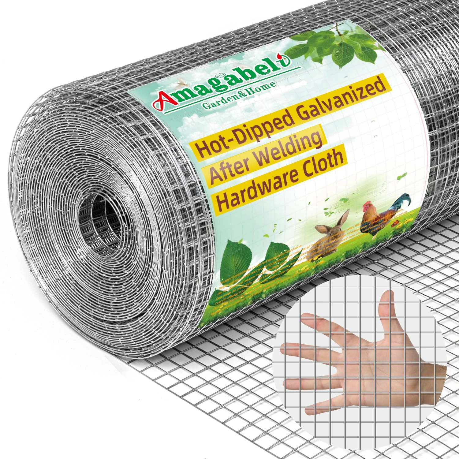 Amagabeli Hardware Cloth 1/2 inch 36inx100ft 19 Gauge Chicken Wire Hot-Dipped Galvanized After Welding Welded Wire Fencing Mesh Roll Garden Plant Support Poultry Netting Rabbit Cage Snake Gopher Fence