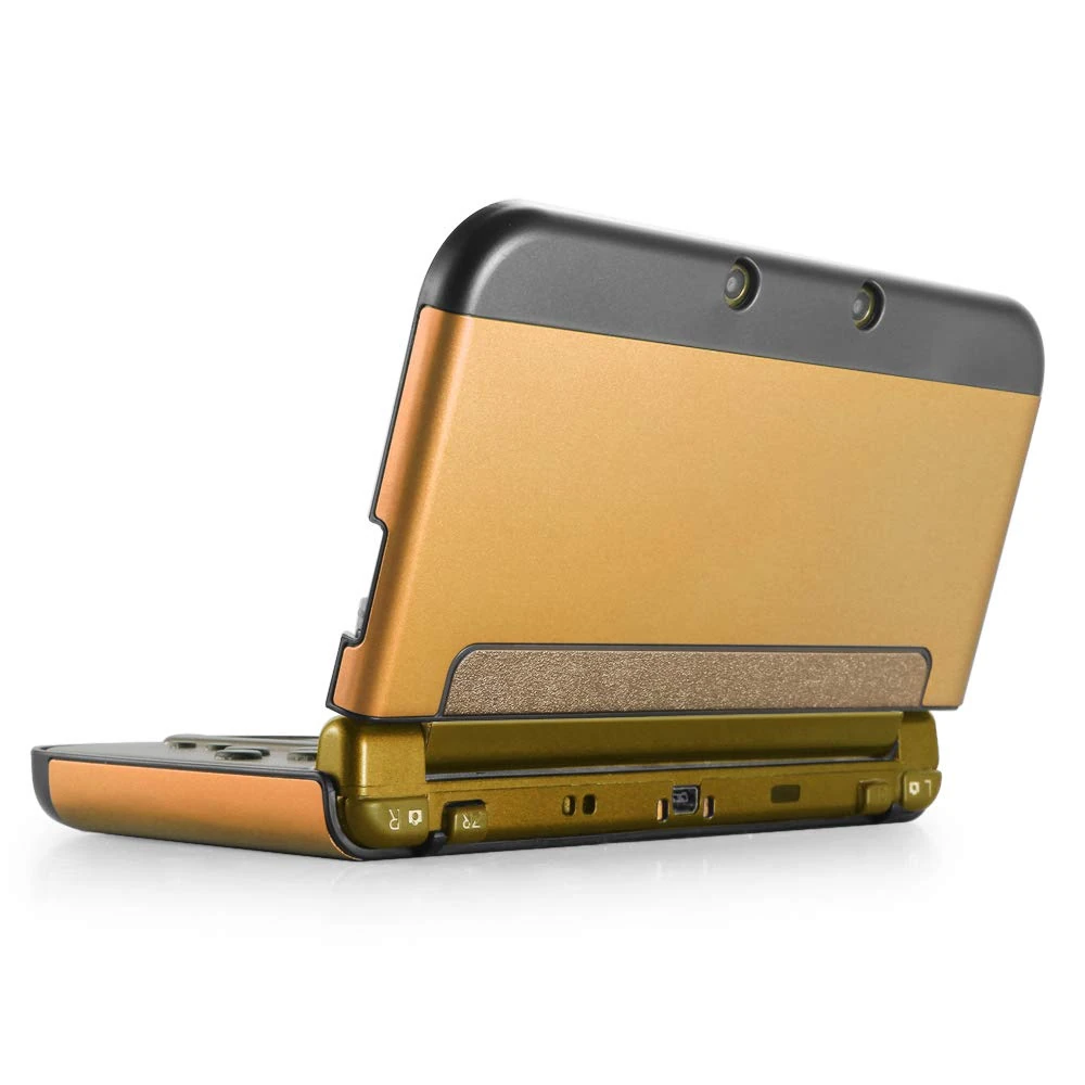 TNP Protective Case Compatible with Nintendo NEW 3DS XL LL 2015, Gold - Plastic + Aluminum Full Body Protective Snap-on Hard Shell Skin Case Cover New Modified Hinge-less Design