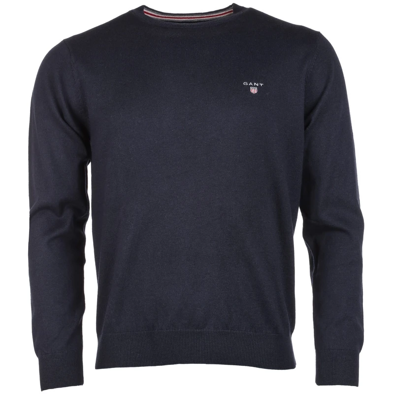 GANT Men's Cotton Wool Crew Jumper, Blue (Navy), Large