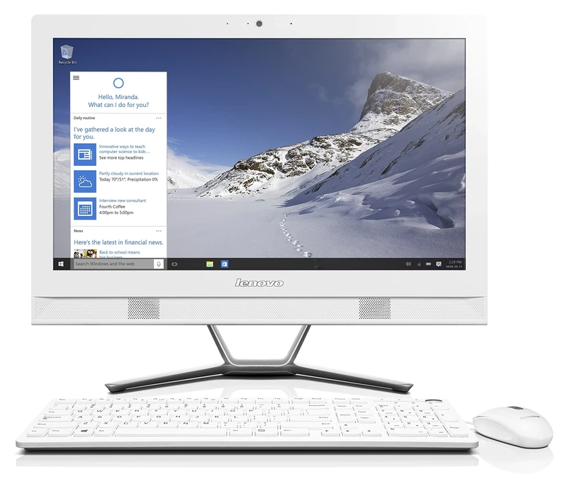 Lenovo C50 23 inch All-in-One PC (White) - (Intel Core i5-5200U, 8Gb RAM, 2Tb HDD, DVDRW, WLAN, BT, Camera, Integrated Graphics, Windows 10 Home)