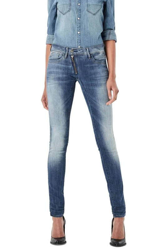 G-Star Women's Lynn Zip Mid Waist Skinny Jeans, Blue (Medium Aged 60887-7802-071), 24W / 32L
