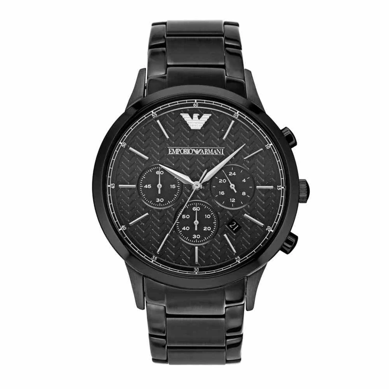 EMPORIO ARMANI Renato Men's Quartz Watch with Black Dial and Black Stainless Steel Bracelet AR2485