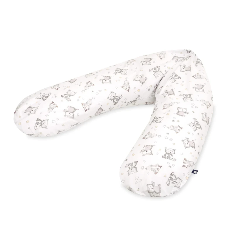 Julius Zöllner 4670016130 Nursing Pillow with Bead Filling Bunny and Owls, 190 cm