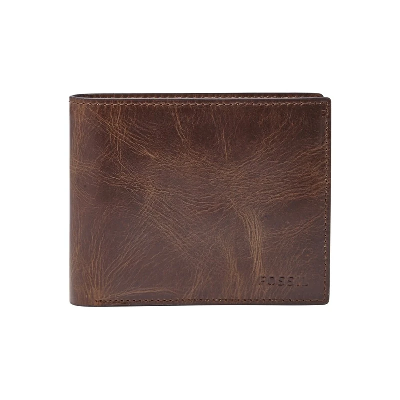 Fossil Wallet for Men Derrick, Leather Bifold Dark brown 11.4 cm L x 2.5 cm W x 9.5 cm H ML3687201