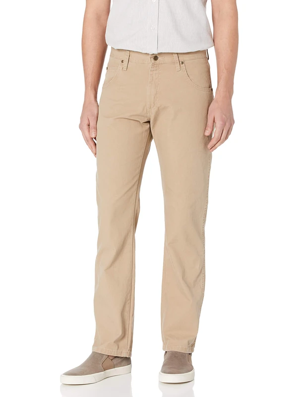 Wrangler Men's Rugged Wear Relaxed Fit Straight Leg Canvas Pant, Golden Khaki Canvas, 42W x 30L