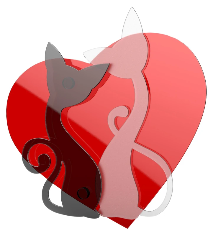 Plexilab Cats in Love 250-Inch Plexiglass Sign - More Colours - 400 x 300 mm - Multi-Coloured - Image 1