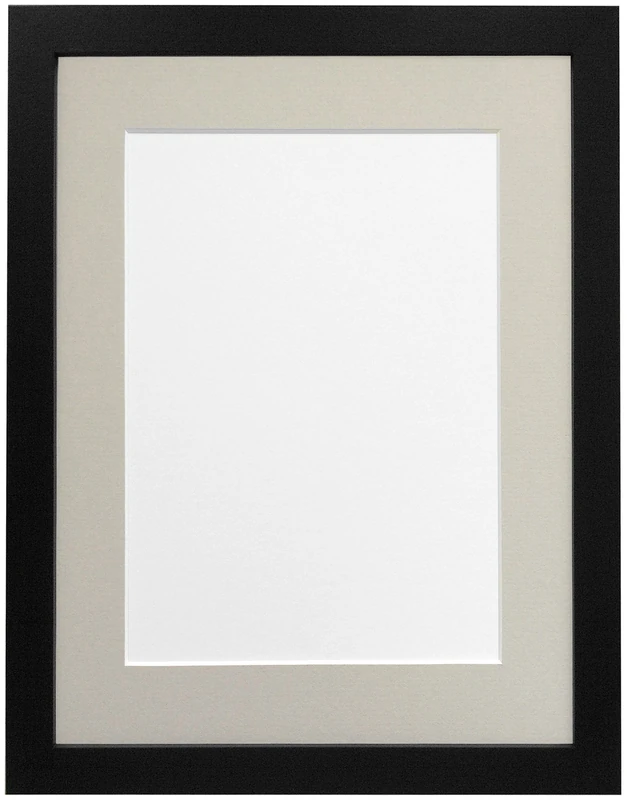 FRAMES BY POST 25mm wide H7 Black Picture Photo Frame with Light Grey Mount 36"x24" for Pic Size 30"x20" (Plastic Glass)