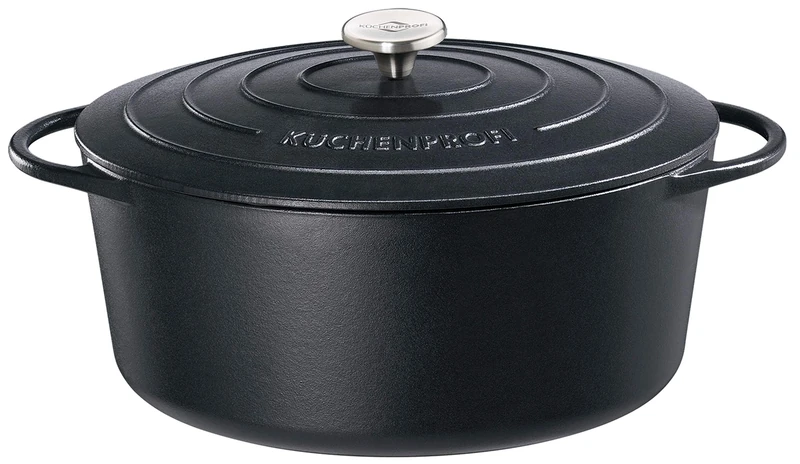 Küchenprofi Stewing Pot Oval, Cast Iron, black, 31 x 24.5 x 11.5 cm
