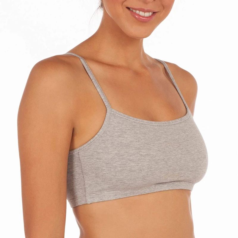 Fruit of the Loom Women's Spaghetti Strap Cotton Pullover Sports Bra Value Pack, White/Heather Gray/Black/White/Heather Gray/Black 6-Pack, 38 (Pack of 6)