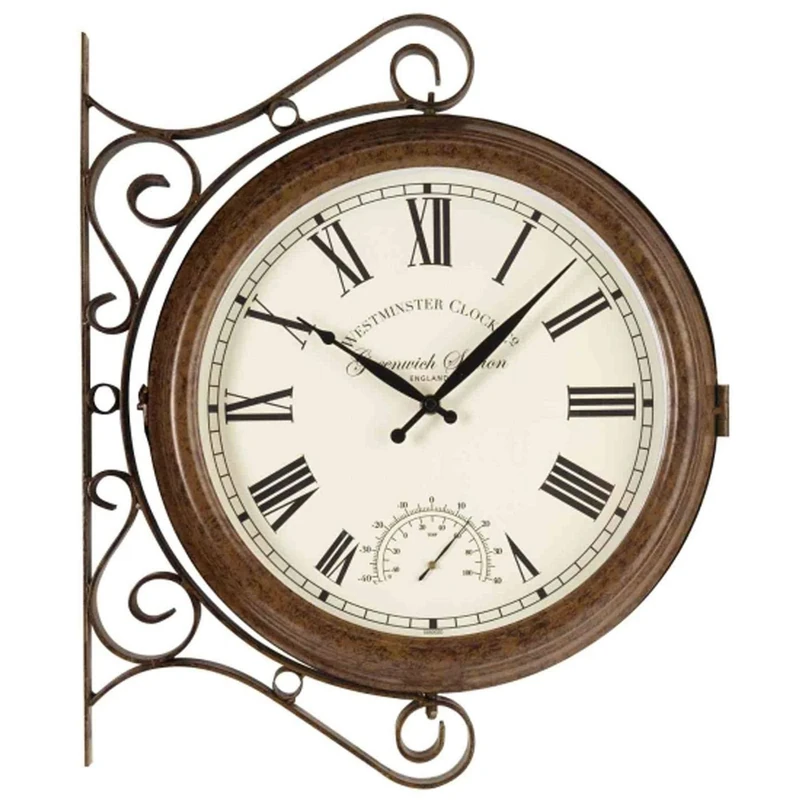 Altuna Smart Solar 5063020 – Greenwich Double Sided Station Clock with Thermometer, 38 x 38 x 5 cm, White - Image 1