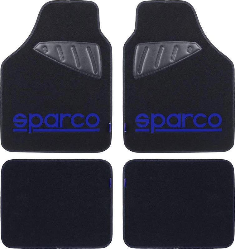 SPARCO set 4 pieces carpets Universal with scuff left/right Logo Blue black carpet