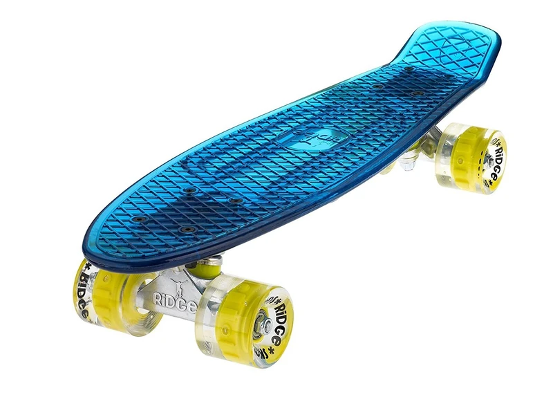 Ridge Skateboards Complete Blaze 22" Mini Cruiser Skateboard w LED wheels and transparent deck