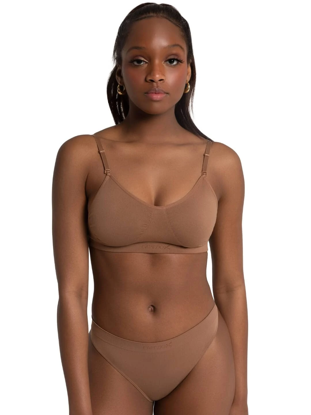 Capezio Women's Seamless Clear Back Bra, Opaque, Mocha, M