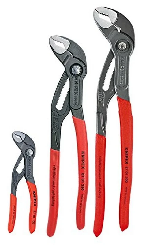 KNIPEX Tools - 3 Piece Cobra Set with Keeper Pouch (87 01 125, 87 01 250, 87 01 300, 9K 00 90 12 US) (9K0080122US)